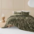 thumbnail image 3 of Beaute Living Wonderful Diamond Velvet 3 Piece Quilt Set Dark Green Full - Queen, 3 of 5