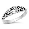 thumbnail image 1 of Sterling Silver Women's Celtic Moon Irish Ring 925 Band 6mm Jewelry Female Male Unisex Size 8, 1 of 4