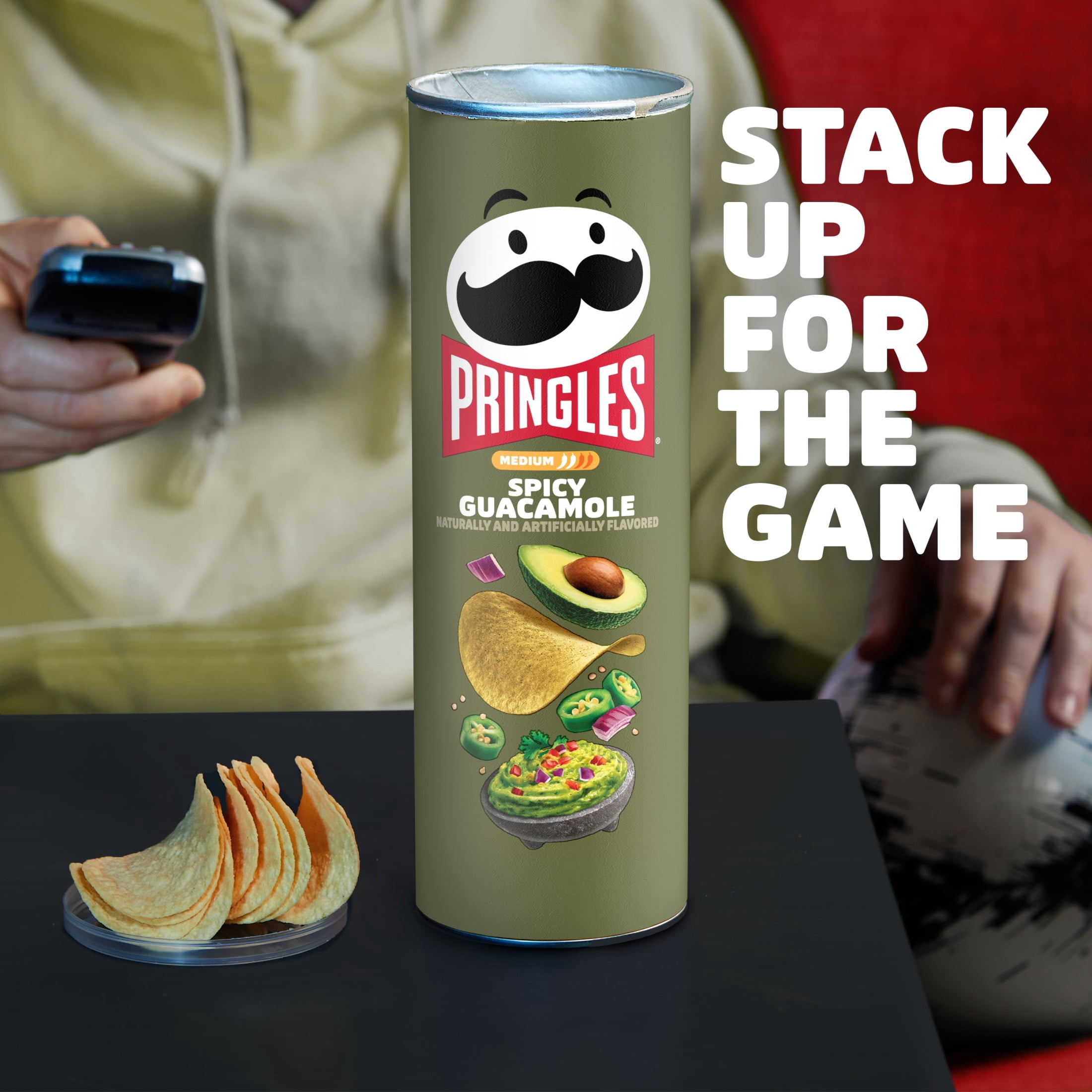 Pringles Spicy Guacamole Potato Crisps Chips, Lunch Snacks, 5.5 oz Canister