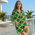 thumbnail image 3 of Xoenoiee Jamaica Flag Print Womens Bathing Suit Cover Ups Side Split Long Sleeve Bikini Swimsuit Coverup Button Down Beach Dress Shirt Plus Size, 3XL, 3 of 7