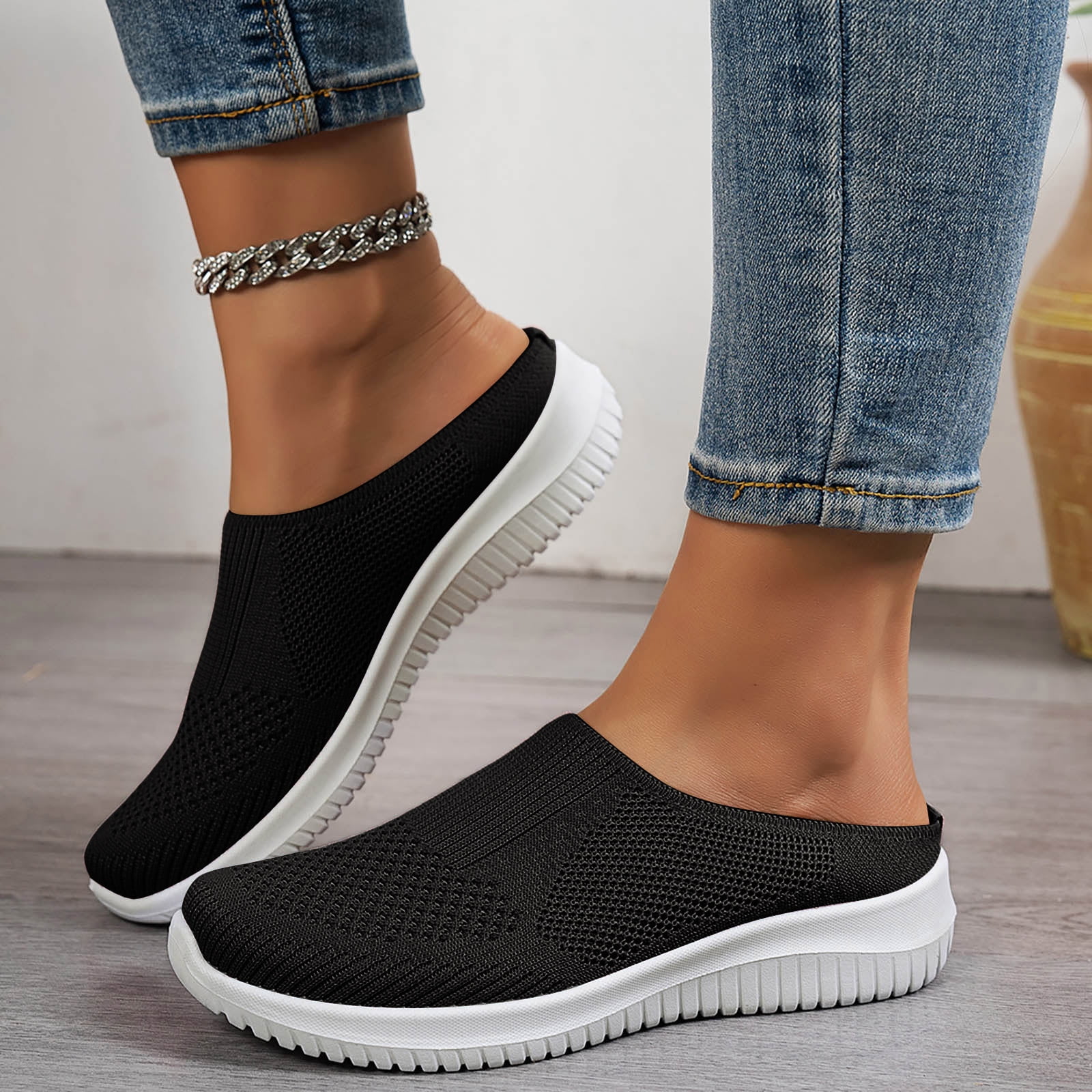 Chenyee Womens Slip On Mules Clogs Lightweight Open Back Walking Shoes Breathable Closed Toe Slides