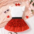 thumbnail image 4 of Girls Summer Outfits Sleeveless Bow Top with Plaid Letter Print Skirt Two Piece Fashion Clothing White Size 2-3 Years, 4 of 5