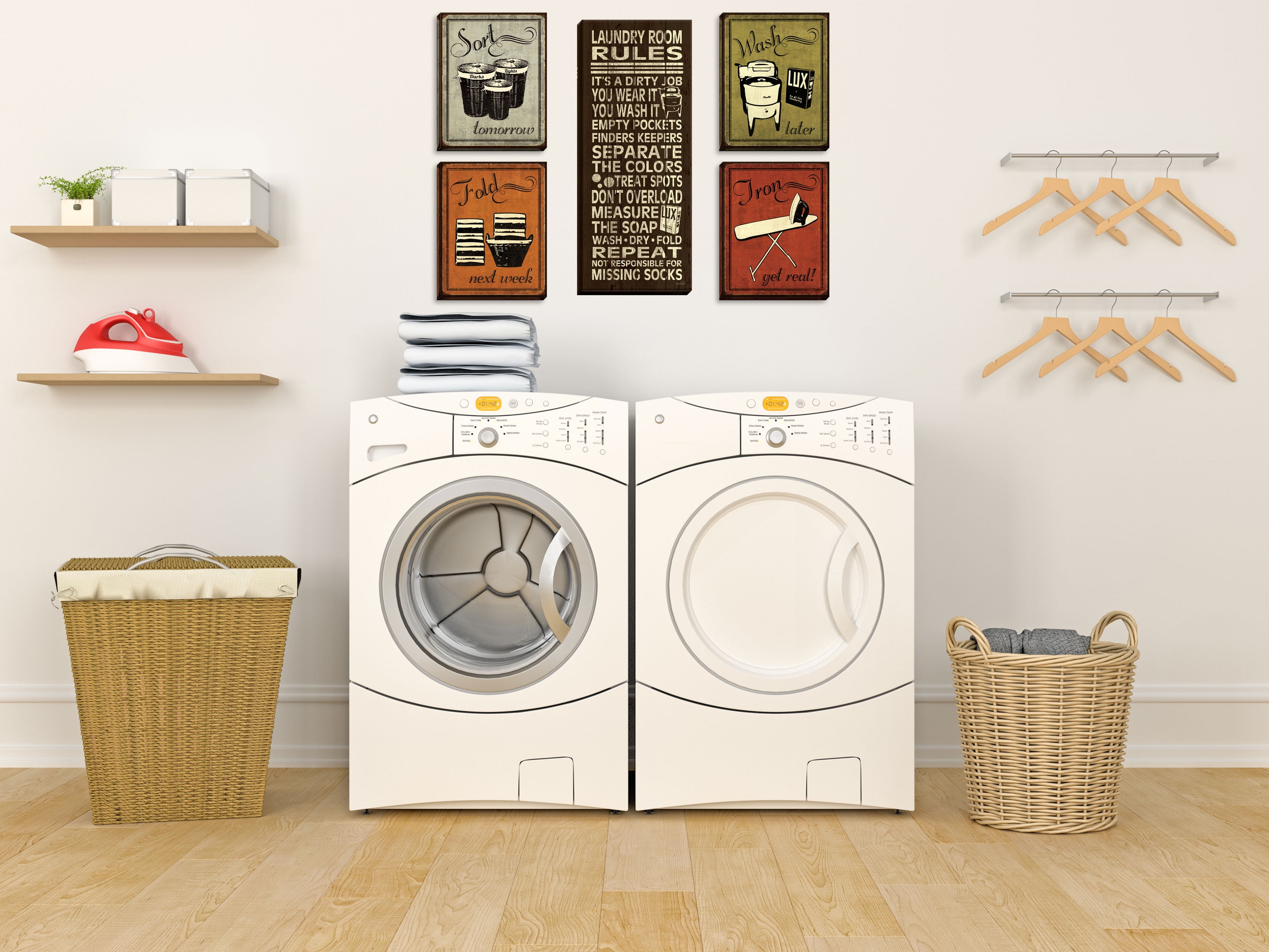 Gango Home Decor Humorous Laundry Room Rules and Signage Wall Art Five