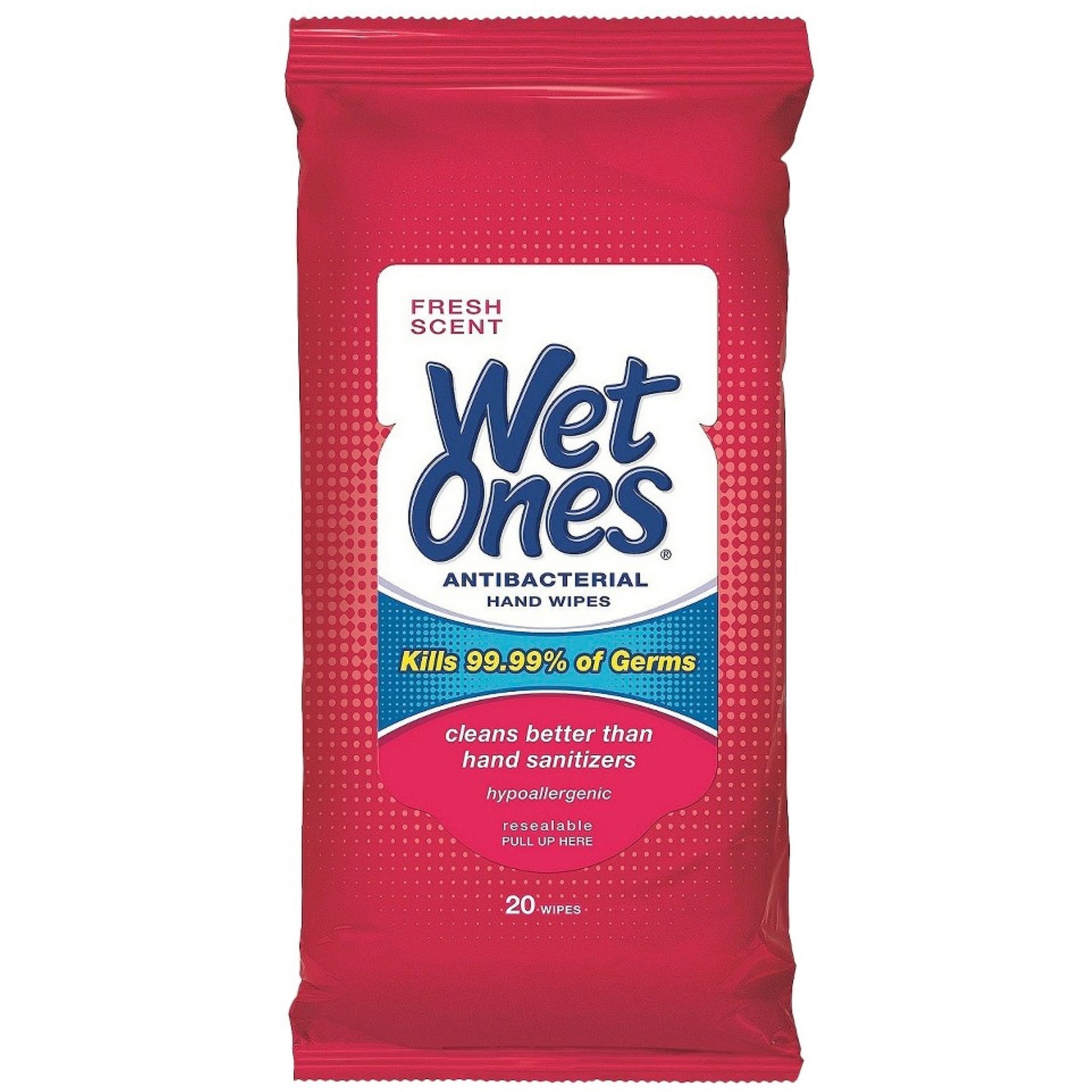 WET ONES Antibacterial Hand Wipes, Fresh Scent 20 ea