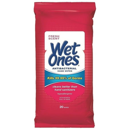 WET ONES Antibacterial Hand Wipes, Fresh Scent 20 ea