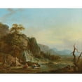 thumbnail image 3 of Jean Baptiste Claudot 14x12 Black Modern Framed Museum Art Print Titled - River Landscapes with Figures, 3 of 5