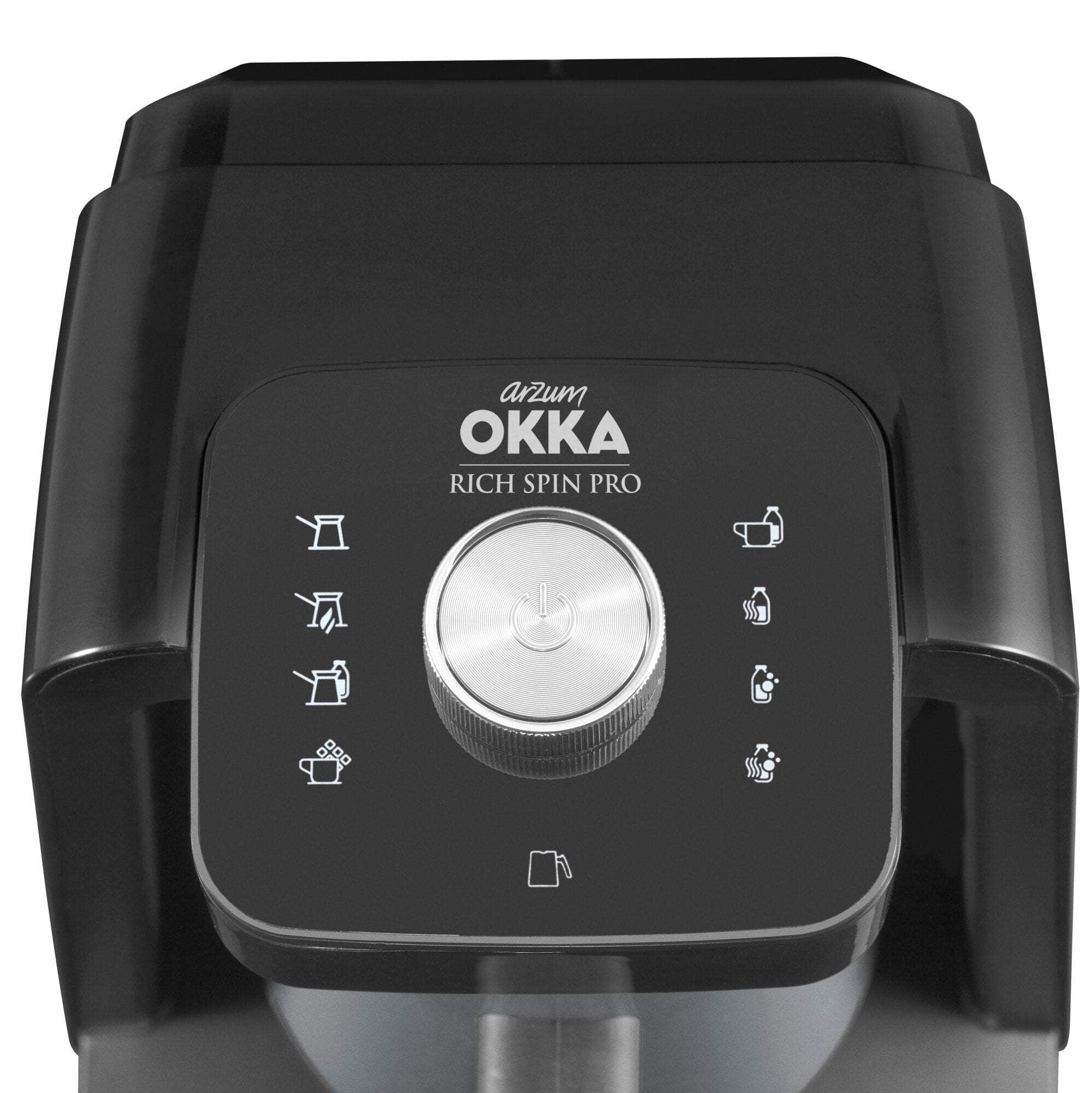 Arzum Okka Rich Spin Pro Turkish Coffee and Hot Beverage Maker, Velvetiser, Milk Frother, 120V, 5 Cups, Stainless Steel Cooking Pot