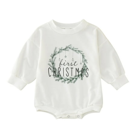 

BSDHBS Jumpsuit Boys Christmas Baby Girls Boys Cute Romper Xmas Trees Letter Printed Long Sleeve Sweatshirt Jumpsuits