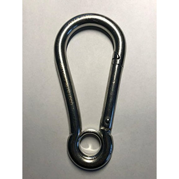 Stainless Steel 316 Spring Hook with Eyelet Carabiner 1/2" (13mm) Marine Grade