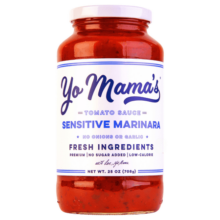 Yo Mama's Foods Sensitive Marinara Pasta Sauce – No Onion, No Garlic, Gluten-Free, Vegan, 25 oz