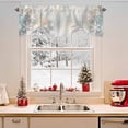 thumbnail image 2 of Christmas Snowflakes Tie Up Valances Curtain, Winter White Star Gray Background Adjustable Rod Pocket Short Window Treatment Tie Up Curtains Valances for Kitchen Living Room Bathroom 42x18 Inches, 2 of 9