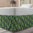 thumbnail image 1 of Flower Bed Skirt, Cartoonish Pattern with Daffodil Branches, Elastic Bedskirt Dust Ruffle Wrap Around for Bedding Decor, 4 Sizes, Forest Green Multicolor, by Ambesonne, 1 of 2