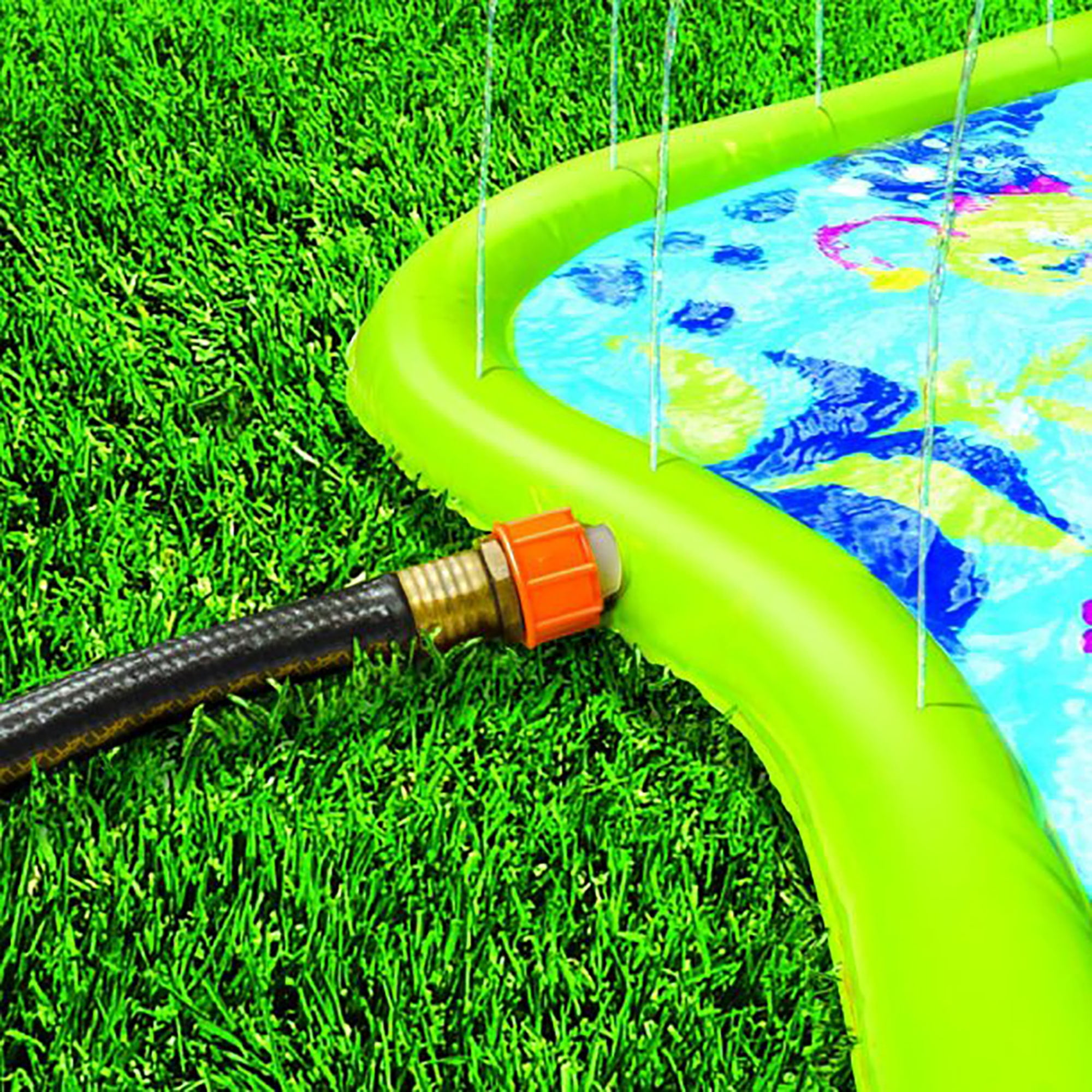 Banzai Splish Splash Water Park JR, Length: 90 in, Width: 52 in, Height: 24  in, Junior Inflatable Outdoor Backyard Water Splash Toy