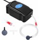 thumbnail image 1 of Bomba de aire para acuarios, potente y ajustable de 3 W, burbujeador de doble salida para acuarios de 5 a 300 L, ultrasilencioso con manguera de 1,2 m, piedra difusora, válvula antirretorno y conector, 1 of 5