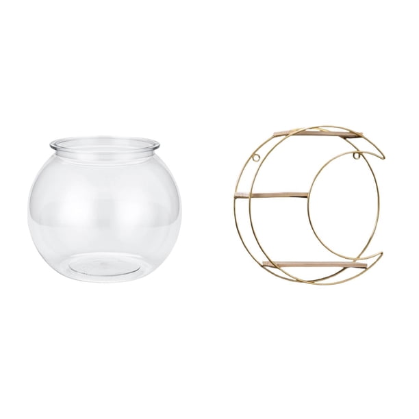 Acuario de escritorio,Pecera pequeña transparente,pecera,jarrón,mesa,Estante de almacenamiento de pared,Estantería colgante de pared de metal de 3 niveles para decoración de