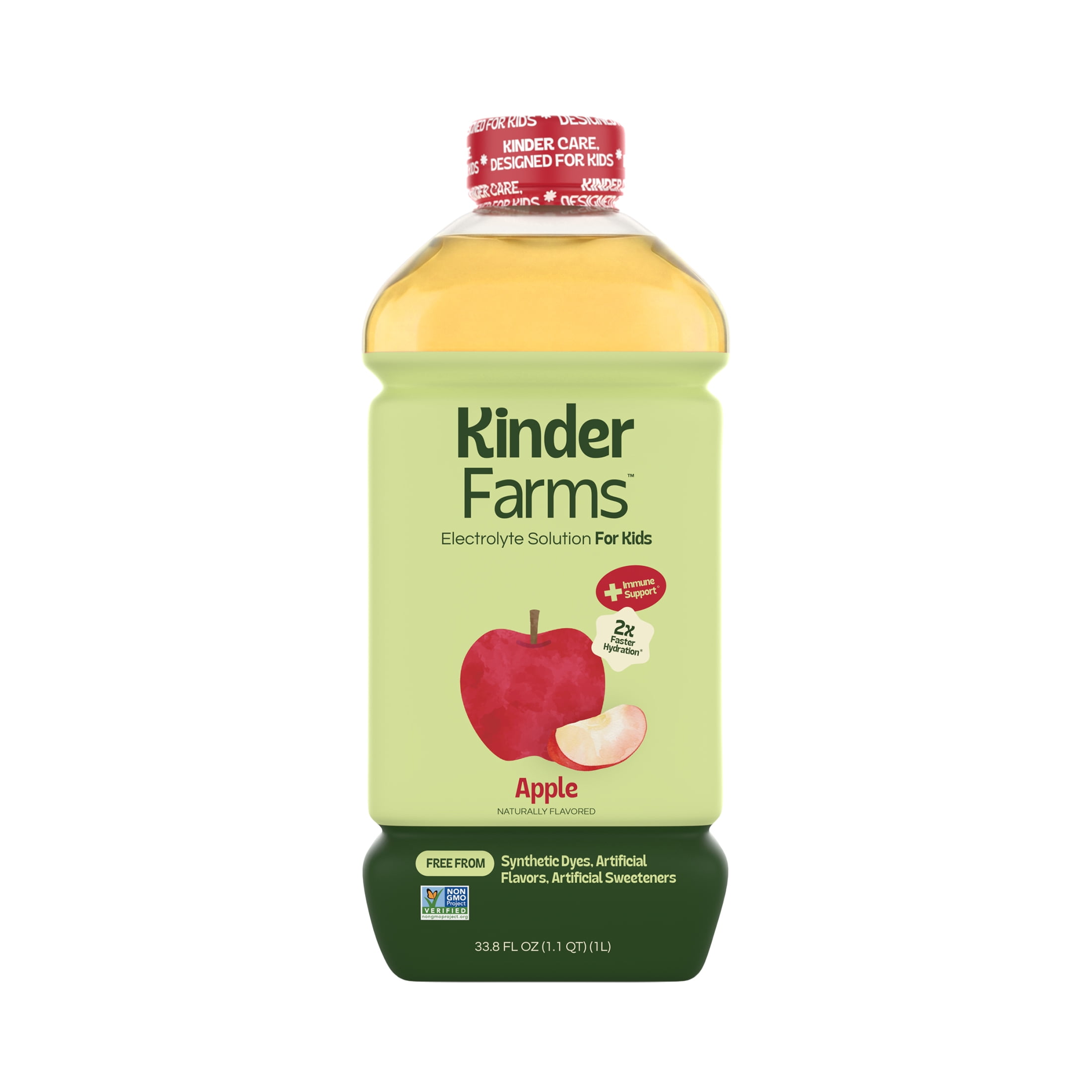 (2 pack) KinderFarms Electrolyte Solution for Kids, Apple, 1 liter