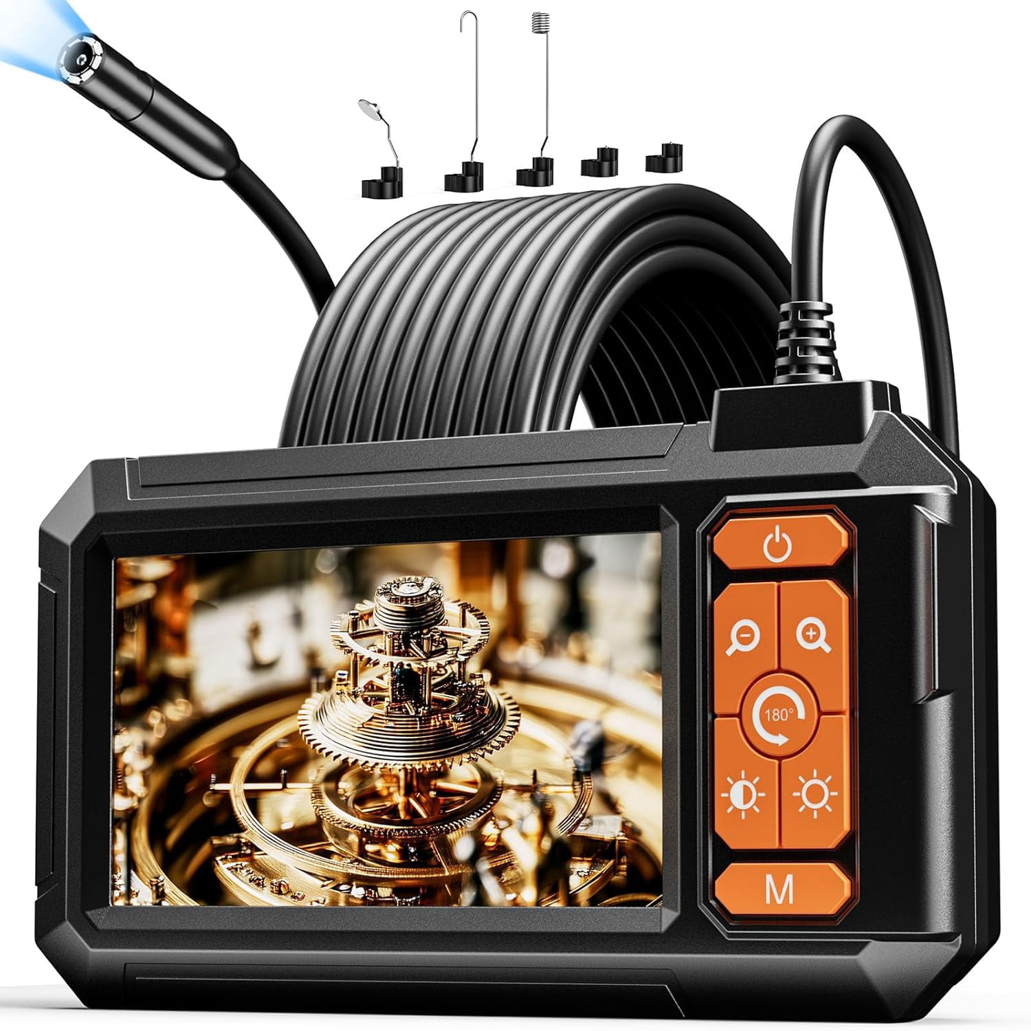 Endoscope Camera with Light,Borescope Cameras with 4.3" IPS 1920P HD Inspection Kamera IP67 Waterproof with 8 Adjustable LEDs 16.5 FT Semi-Rigid Cable Borescopes for Sewer Drain Pipe Cool Gadgets