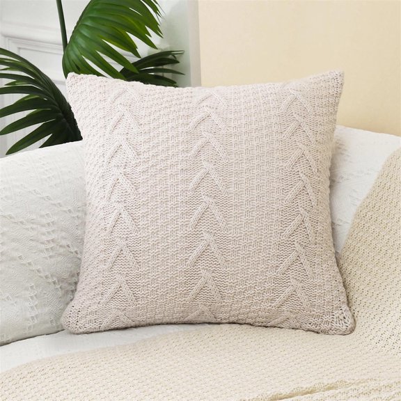 ANDUUNI Decorative Knitted Pillow Case Cushion Cover Double-Cable Knitting Soft Sweater Throw Pillow Covers for Bed Couch
