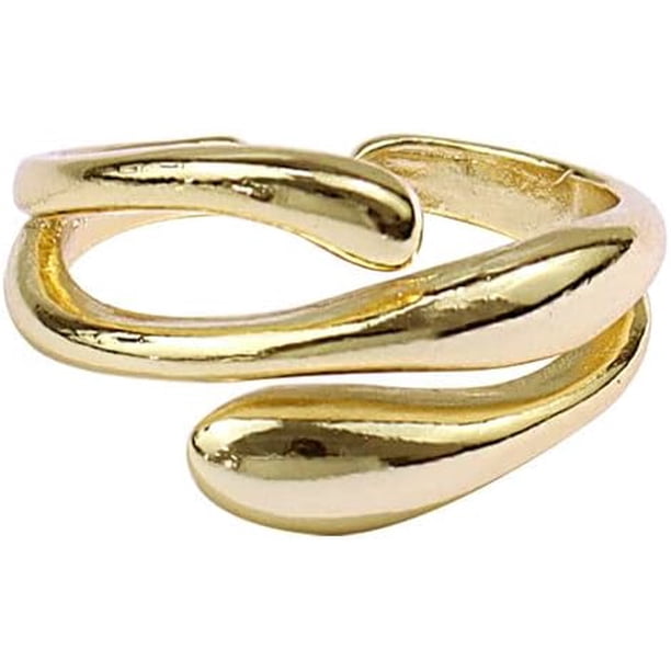 Anillo Abierto geométrico Anillo Creativo Femenino geometric winding open ring women's creative metal texture open index finger ring (gold and silver