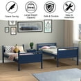 thumbnail image 6 of Costway Twin Over Twin Bunk Bed Convertible 2 Individual Beds Wooden Navy, 6 of 11