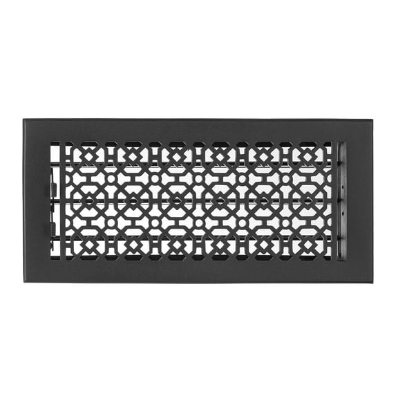 Achtek Air Supply Vent 6"x 14" Duct Opening (Overall 7-1/2"x 15-3/4") Solid Cast Aluminum Register Cover | Powder Coated BLACK