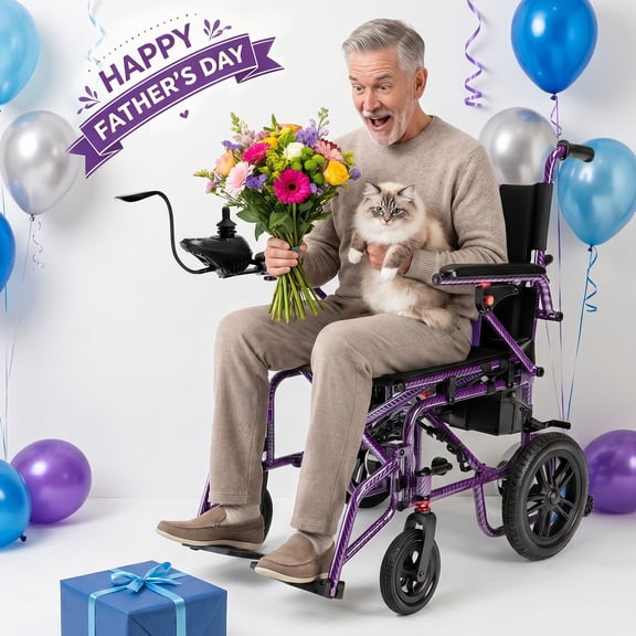 Electric Wheelchairs for Adults,Lightweight Foldable Wheelchair 15 Miles Long Travel Range, 360° Joystick Control Motorized Wheelchair, Support 286 lbs with LED Light Power Wheelchair (Purple)