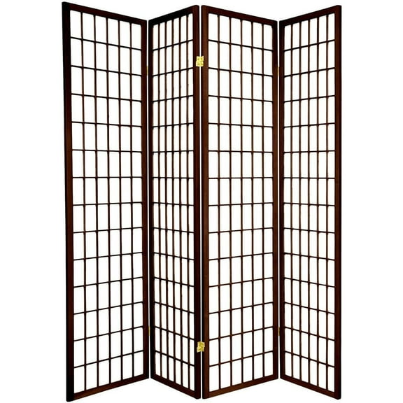 Legacy Decor 4 Panel Japanese Oriental Style Room Screen Divider Espresso Color