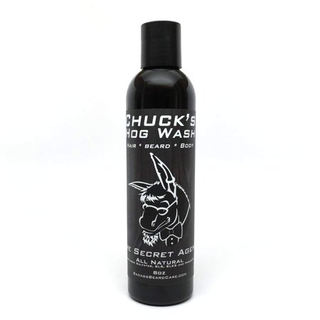 Chuck's Hog Wash - All Natural Beard and Body Wash - The Secret Agent Scent, 8 oz - Leaves Your Beard Softer than its Ever Been and is Suitable for Daily Use