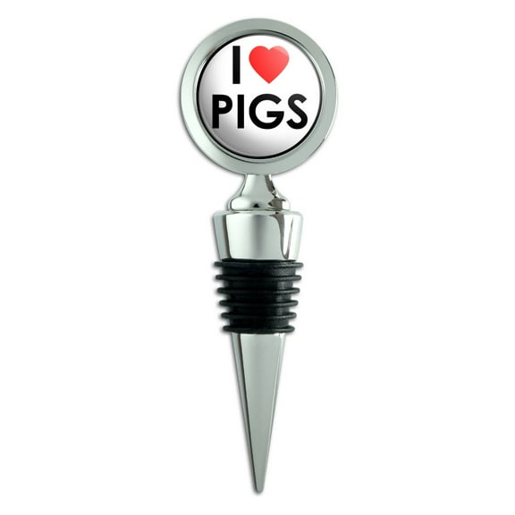I Love Heart Pigs Wine Bottle Stopper