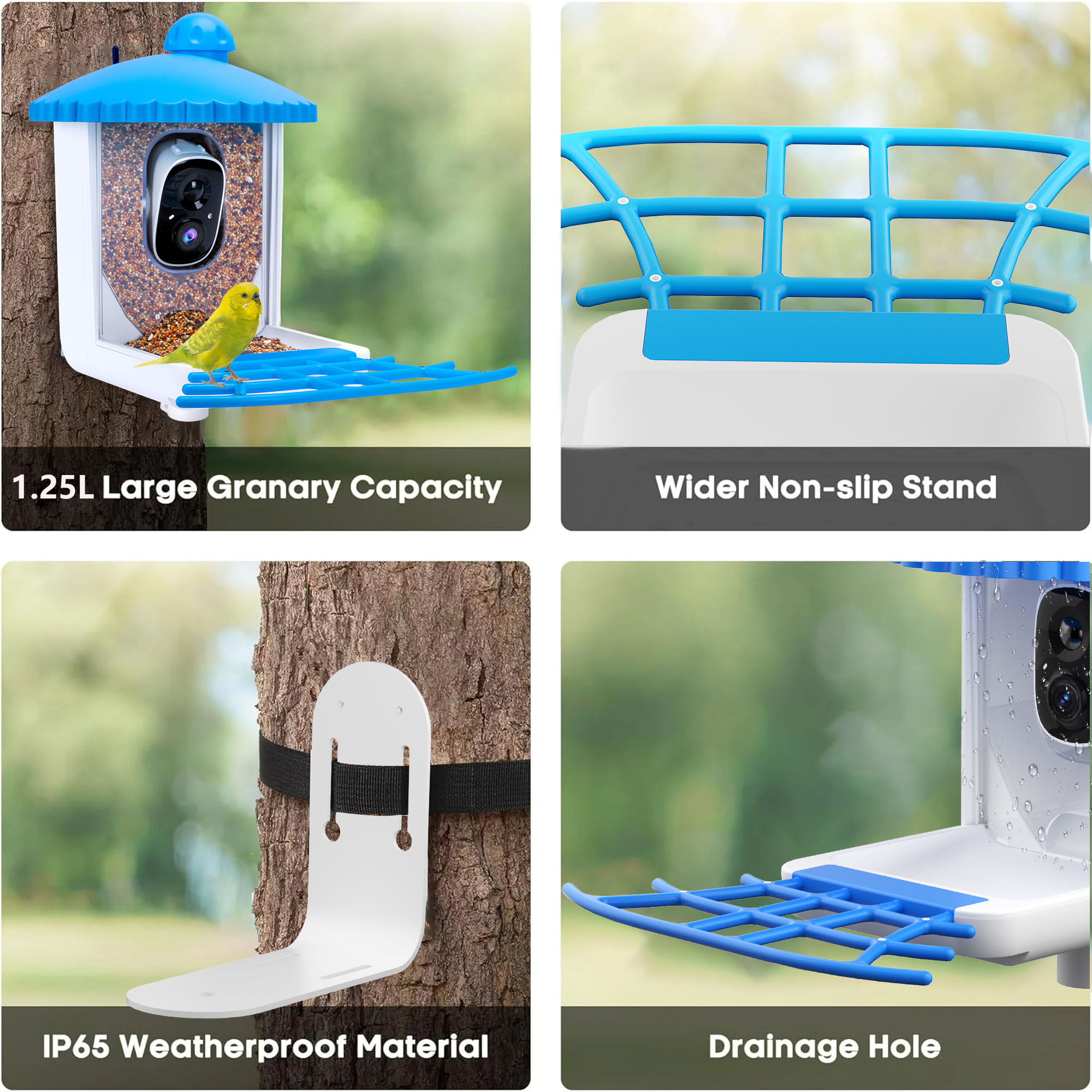 TPUFO Smart Bird Feeder with Camera, 2K HD Bird Watching Camera, Auto Capture Bird Videos & Motion Detection, AI Identify 11000+ Species, Ideal Gift for Bird Lover