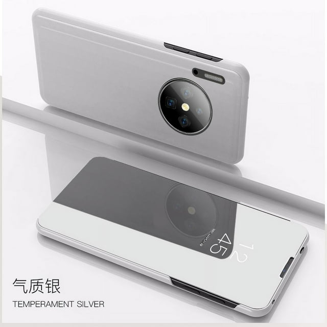 For Huawei P30 Lite P30 Pro Case Clear View Mirror Phone Case For Huawei Mate 30 Pro Lite Flip Magnetic Leather Stand Back Cover sliver For Mate 30 Lite