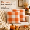 thumbnail image 2 of Fall Pillow Covers Buffalo Check Plaid Throw Pillow Covers Farmhouse Decorative Square Pillow Cover Case Cushion Pillowcase 18x18 inches for Home Decor Sofa Orange and White 4PCS, 2 of 7