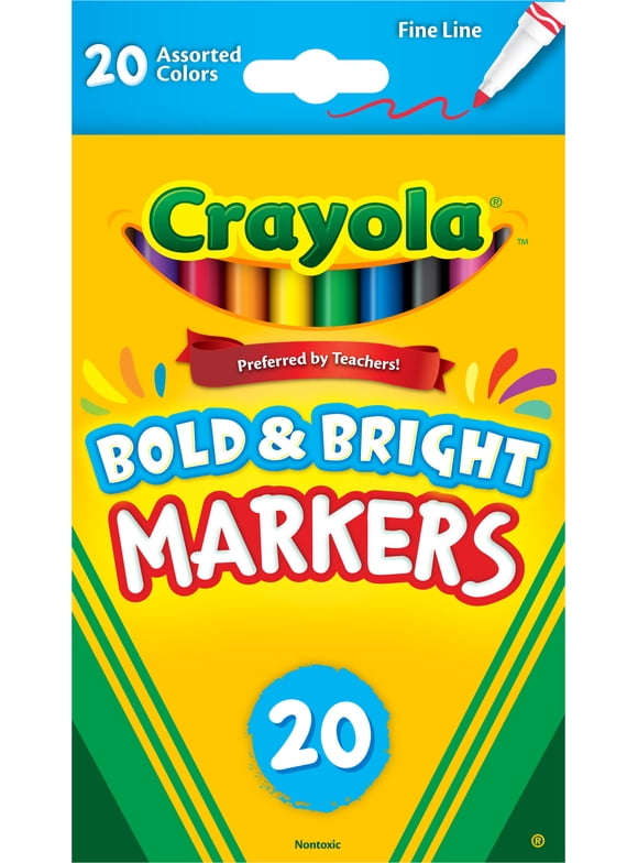 Crayola 20 Ct Fine Line Classic Markers, Back to School Supplies, Teacher Supplies, Child Ages 3+