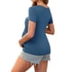 thumbnail image 3 of INSPIRAR CHIC Blusa de Maternidad para Mujeres con Pliegues, Cuello en V Cruzado, Estilo Faux Wrap, Manga Corta, T-Shirt, Talla X-Large, Negro y Azul, 3 of 6