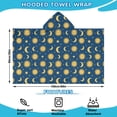 thumbnail image 2 of Blue Sun Moon Star Pattern Hooded Bath Towel，60"x35" for Ages 3 To 12 Kids, Quick Dry Lightweight Soft Microfiber Hood Beach Towel Cover Up for Kids, 2 of 7