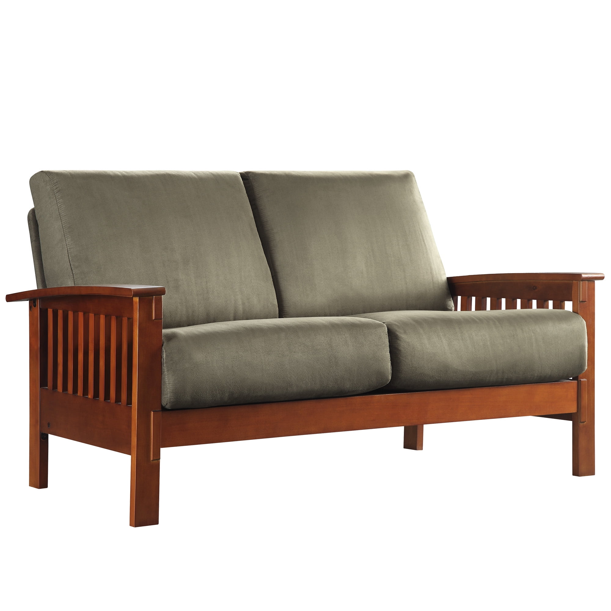 Top Line Mission Oak Microfiber Loveseat Olive Walmartcom