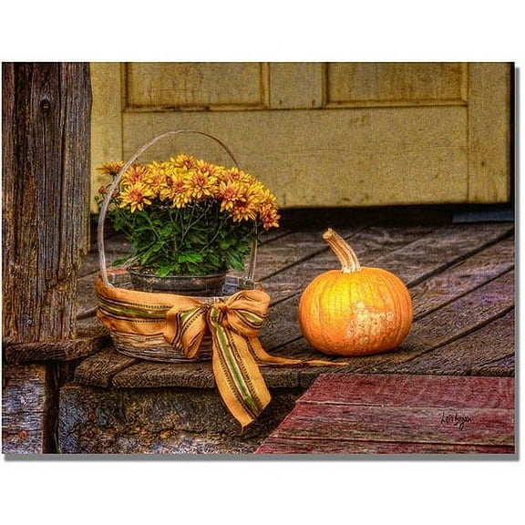 Trademark Fine Art "Pumpkin on the Porch" Canvas Wall Art by Lois Bryan