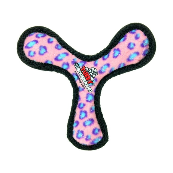 Tuffy Jr Boomerang Pink Leopard Durable Plush Squeaky Dog Toy