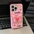 thumbnail image 2 of Pink Butterfly Phone Case Compatible with iPhone 12/12 Pro, Cute 3D Korea Dopamine Butterfly Case with Butterfly Telescopic Hold Stand Shockproof Silicone Soft Case, 2 of 13