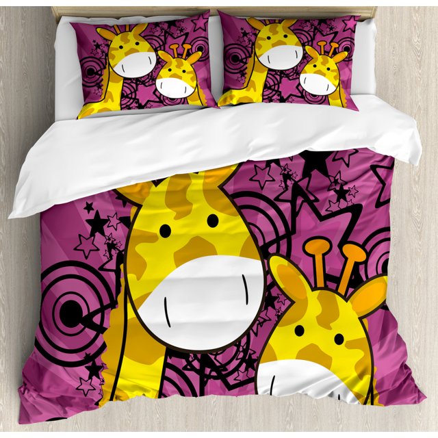 Giraffe Pattern Print Duvet Cover Bedding Set main image 1