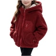 thumbnail image 2 of LUGOGNE Girls Sherpa Fleece Jacket Hooded Long Sleeve Full Zip Warm Teddy Coat Casual Loose Fit Outerwear with Multiple Pockets Kids Fall Winter Clothing, 2 of 7