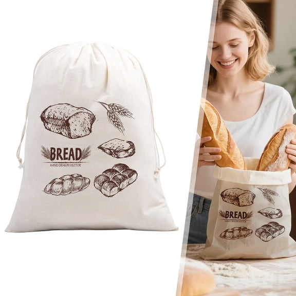 Reusable Cotton Bread Bag for Homemade Sourdough, 40X30Cm Linen Bpa-Free Proofing Bag, Keeps Bread Fresh in Fridge Or Freezer for Storage (Style E)
