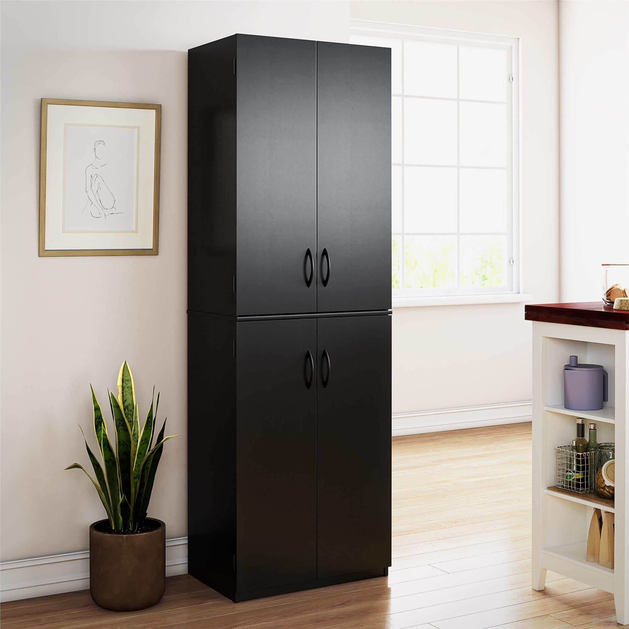 Mainstays 72" 4-Door Storage Cabinet, Black