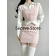 thumbnail image 3 of Trajes de punto elegantes para mujer, ropa de fiesta de estilo coreano, conjunto de 3 piezas, suéter, chaleco y minifalda para oficina, Otoño, 2023, 3 of 4