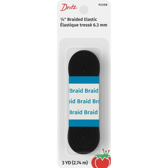 Dritz 1/4" Sewing & Crafting Braided Elastic Black 3 Yards