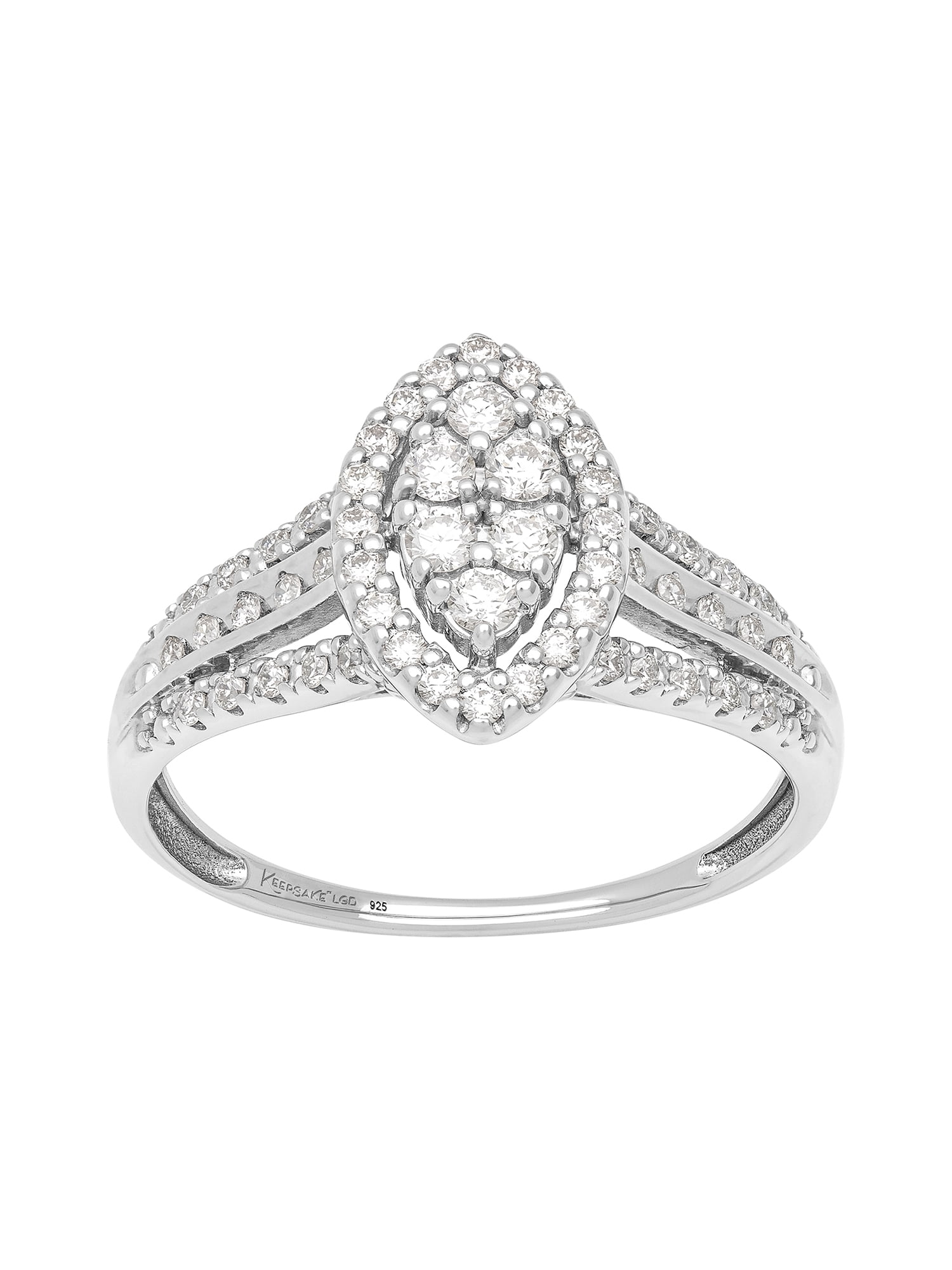 1/2 Carat TW Lab-Grown Diamond Halo Women's "Radiance" Engagement Ring in Sterling Silver by Keepsake