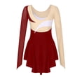 thumbnail image 4 of Kaerm Women's Figure Ice Skating Dress Long Sleeves Gymnastics Leotard Contemporary Lyrical Dress Burgundy M, 4 of 7