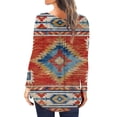 thumbnail image 4 of Womens Round Neck Tunic Tops Long Sleeve Floral Printed Pullover Winter Casual Loose Button Blouse, 4 of 5