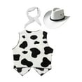 thumbnail image 2 of LiiYii 3Pcs Kids Cowboy Outfit Cowgirl Cow Printed Vest with Bandanna And Hat Set White 10, 2 of 4