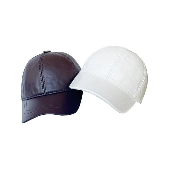 Lukkizara Genuine Leather Baseball Cap Unisex Adjustable Real Leather Hat for Men Women